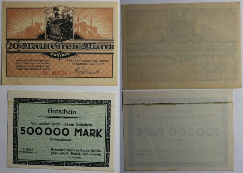 Banknoten, Deutschland / Germany, Lots und Sammlungen. Notgeld Braunkohlewerke B...