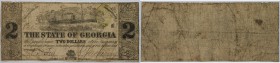 Banknoten, USA / Vereinigte Staaten von Amerika, Obsolete Banknotes. State of Georgia Notes. Milledgeville. 2 Dollars 1864. III