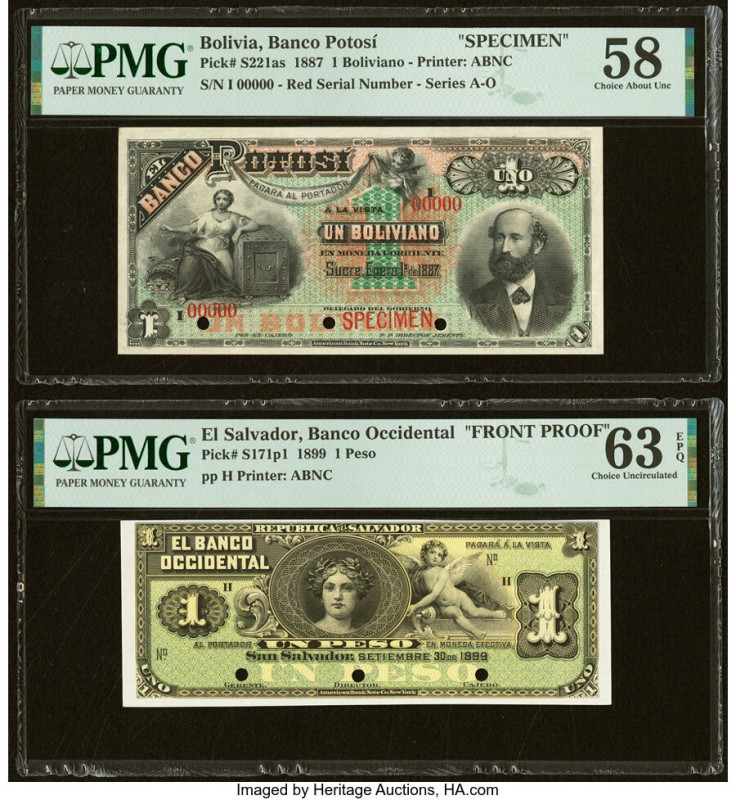 Bolivia Banco Potosi 1 Boliviano 1.1.1887 Pick S221as Specimen PMG Choice About ...