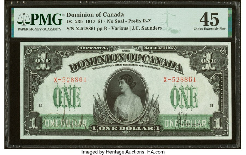 Canada Dominion of Canada $1 17.3.1917 DC-23b PMG Choice Extremely Fine 45. HID0...