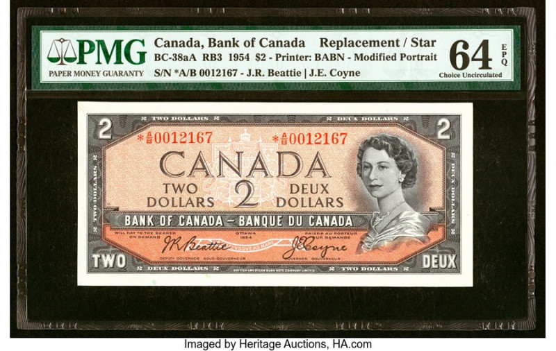 Canada Bank of Canada $2 1954 BC-38aA Replacement PMG Choice Uncirculated 64 EPQ...