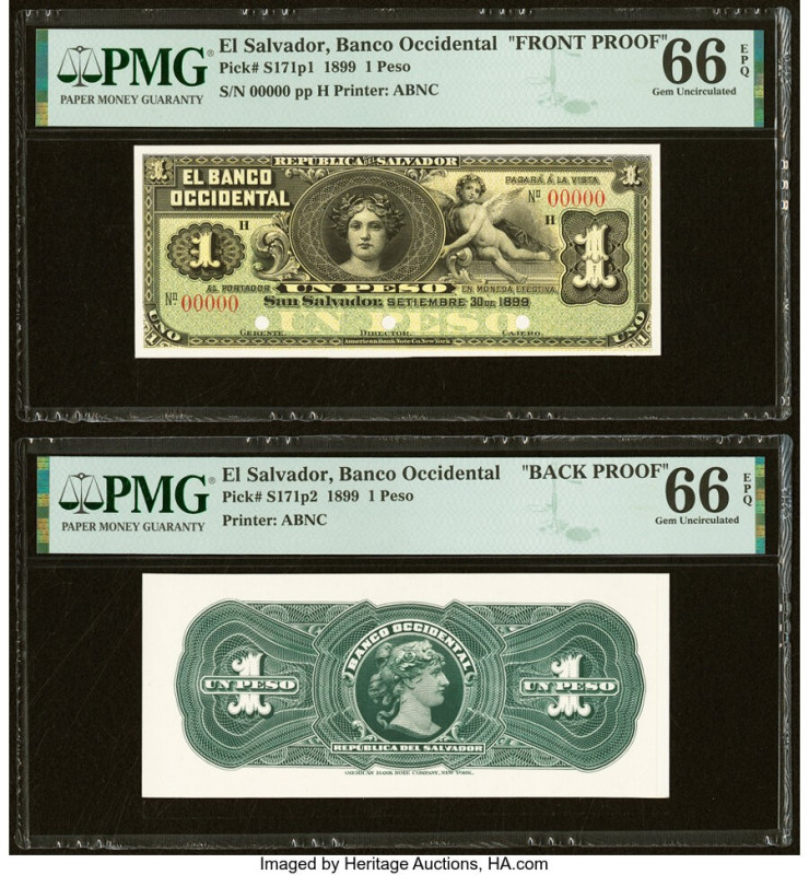 El Salvador Banco Occidental 1 Peso 30.9.1899 Pick S171p1; S171p2 Front and Back...