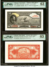 Ethiopia State Bank of Ethiopia 10 Dollars ND (1945) Pick 14as1a; 14s1b Front and Back Specimen PMG Choice Uncirculated 63 (2). Both examples are moun...