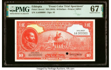 Ethiopia State Bank of Ethiopia 10 Dollars ND (1945) Pick 14ccts1 Front Color Trial Specimen PMG Superb Gem Unc 67 EPQ. One POC. HID09801242017 © 2022...