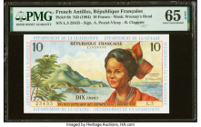 French Antilles Institut d'Emission des Departements d'Outre-Mer 10 Francs ND (1964) Pick 8b PMG Gem Uncirculated 65 EPQ. HID09801242017 © 2022 Herita...