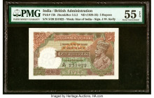 India Government of India 5 Rupees ND (1928-35) Pick 15b Jhun3.5.2 PMG About Uncirculated 55 EPQ. Staple holes at issue. HID09801242017 © 2022 Heritag...