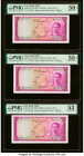 Iran Bank Melli 100 Rials ND (1951) Pick 50 Three Consecutive Examples PMG About Uncirculated 53; About Uncirculated 55 EPQ; Choice About Unc 58 EPQ. ...