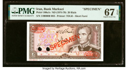 Iran Bank Markazi 20 Rials ND (1974-79) Pick 100a1s Specimen PMG Superb Gem Unc 67 EPQ. Two POCs are noted on this example. HID09801242017 © 2022 Heri...