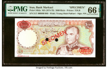 Iran Bank Markazi 1000 Rials ND (1974-79) Pick 105ds Specimen PMG Gem Uncirculated 66 EPQ. Two POCs are noted on this example. HID09801242017 © 2022 H...