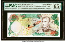 Iran Bank Markazi 10,000 Rials ND (1974-79) Pick 107as Specimen PMG Gem Uncirculated 65 EPQ. Two POCs are noted on this example. HID09801242017 © 2022...