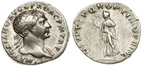 Roman Empire. Trajan (98-117 AD). AR Denarius 107 AD, Rome. Av: laureate bust right, IMP TRAIANO AVG GER DAC P M TR P. Reverse: Spes to left COS V PP ...