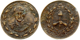 Argentina Token 1910 - Argentina centennial. Brigadier General Dn Cornelio Saavedra. Centenario Argentino 1810 1910. Aluminium-bronze 22 mm., 4.23g.