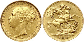 Australia. Victoria (1837-1901). Sovereign 1886 M, Melbourne. Gold 7.95 g. Fr. 20; KM-7.