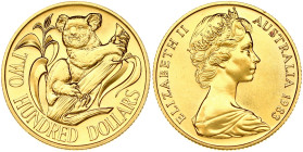 Australia. Elizabeth II (1952-2022). 200 Dollars 1983 Koala Gold Bullion Coin. Gold .917, 10 g. KM-71. With original certificate and holder.
