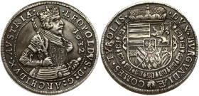 Holy Roman Empire, Tyrol. Leopold V (1626-1632) as archduke. 1/2 Taler 1632 Hall. Silver 14.13 g. KM-592.1. Tooled, patina