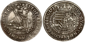 Holy Roman Empire, Tyrol. Leopold V (1626-1632) as Archduke . Taler 1632, Hall. Silver 28.65 g. Dav. 3338; KM-629.2. Patina.