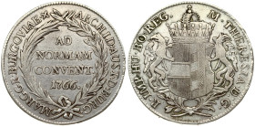 Holy Roman Empire. Maria Theresia (1740-1780). Konventionstaler 1766, Gunzburg. Silver 27.82 g. Dav. 1148.