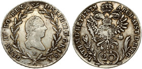 Holy Roman Empire. Joseph II(1780-1790). 20 Kreuzer 1787 E. Silver 6.59 g. KM-2069