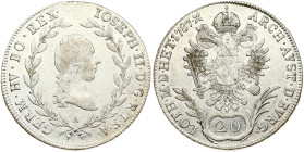 Holy Roman Empire. Joseph II (Regency) (1765-1780). 20 Kreuzer 1787 A. Silver 6.60 g. KM-2069