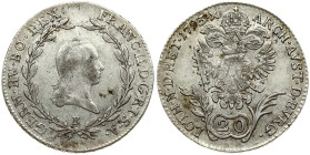Holy Roman Empire. Franz II (1792-1835). 20 Kreuzer 1793 B. Silver 6.58 g. KM 2139.