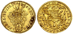 Holy Roman Empire, Salzburg. Franz Anton von Harrach (1709-1727). 1/4 Ducat 1725. Gold 0.86 g. Fr. 846; KM 297.