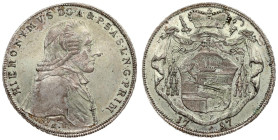 Holy Roman Empire, Salzburg. Hieronymus (1772-1803). 1/2 Taler 1797 M. Silver 13.98 g. KM 461. Patina.