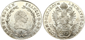 Holy Roman Empire. Franz II (1792-1835). 20 Kreuzer 1803 A. Silver 6.66 g. KM-2139.