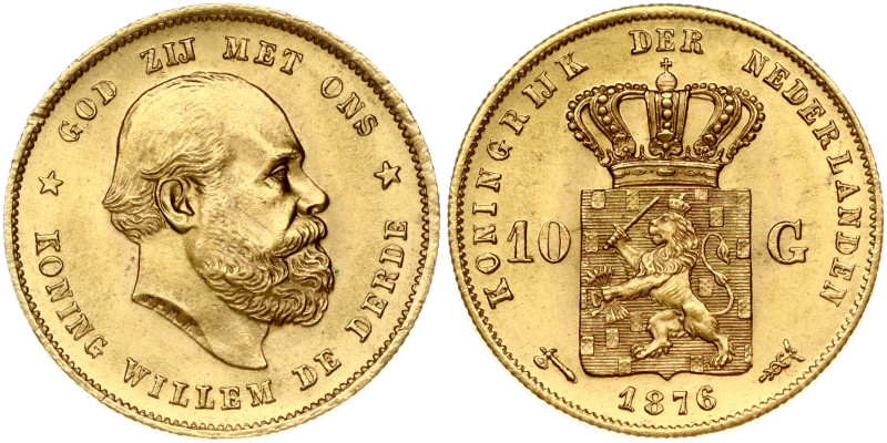 Netherlands. Willem III (1849-1890). 10 Gulden 1876 Gold 6.70 g. Fr. 342; KM-106...