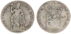 Bataafse Republiek (1795-1806) - Gelderland - 3 Gulden 1796 (Sch. 78 / Delm. 1145/R1) - planchet flaws - Fine - rare