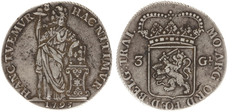 Bataafse Republiek (1795-1806) - Utrecht - 3 Gulden 1795 (Sch. 87a / Delm. 1150)...