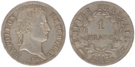 Nederland onder Napoleon (1810-1813) - 1 Franc 1813 mm. Flag (Sch. 170 /R) - mintage: 87.095 ex. - XF - rare