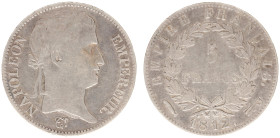 Nederland onder Napoleon (1810-1813) - 5 Francs 1812 mm. fish (Sch. 165 /RR) - mintage: 54.584 stuks - a.VF - very rare