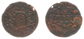 Koninkrijk NL Willem I (1815-1840) - Bleyensteinse Duit ND (Sch. 382bis / KM 32) - Obv. 2 Lions holding crowned oval shield / Rev. 'EEN DUIT' - small ...