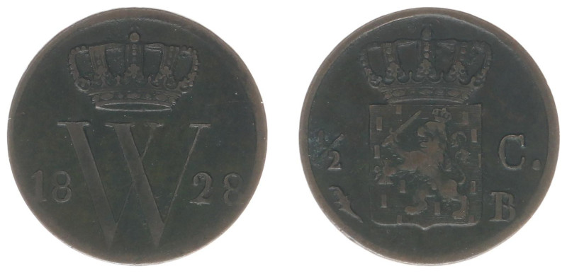 Koninkrijk NL Willem I (1815-1840) - ½ Cent 1828 B (Sch. 373) -VF-