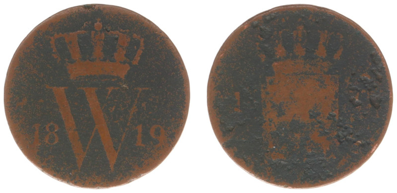 Koninkrijk NL Willem I (1815-1840) - 1 Cent 1819 U (Sch. 324/ R) - G/VG - mintag...