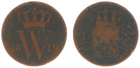 Koninkrijk NL Willem I (1815-1840) - 1 Cent 1819 U (Sch. 324/ R) - G/VG - mintage 165.000 ex - rare