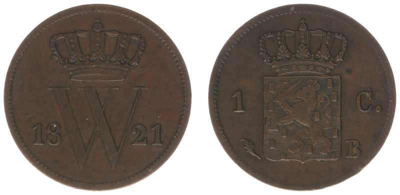 Koninkrijk NL Willem I (1815-1840) - 1 Cent 1821 B (Sch. 338/RR) - F/VF, very ra...
