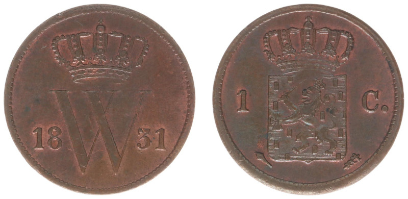 Koninkrijk NL Willem I (1815-1840) - 1 Cent 1831 (Sch 334) - VF+