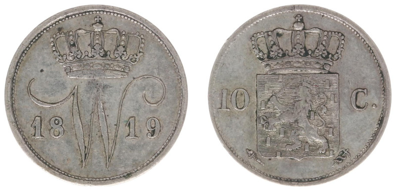 Koninkrijk NL Willem I (1815-1840) - 10 Cent 1819 U (Sch. 303/RR) mintage 25.30 ...
