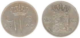Koninkrijk NL Willem I (1815-1840) - 25 Cent 1823 B/22 OVERDATE (Sch. -) - good VF