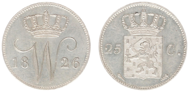 Koninkrijk NL Willem I (1815-1840) - 25 Cent 1826 U (Sch. 290) - XF, sm. scratch...