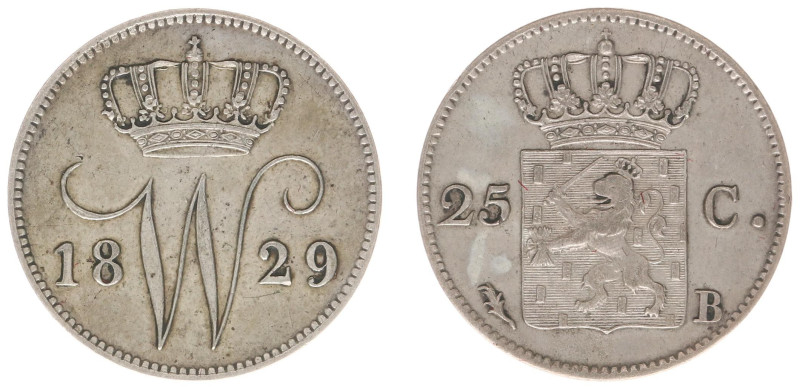 Koninkrijk NL Willem I (1815-1840) - 25 Cent 1829 B (Sch. 300) - VF
