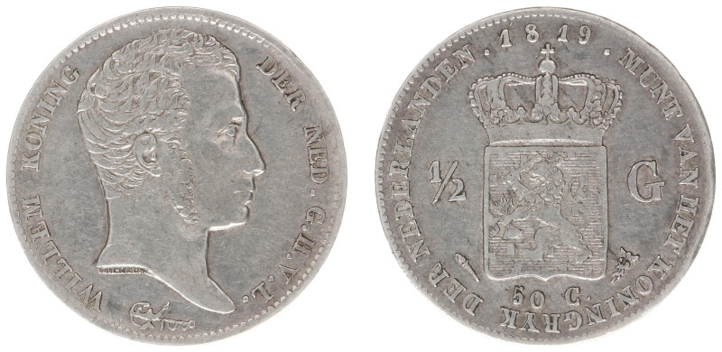 Koninkrijk NL Willem I (1815-1840) - ½ Gulden 1819 U (Sch. 280) - VF-