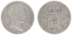 Koninkrijk NL Willem I (1815-1840) - ½ Gulden 1829 B from 1823 and possibly also from 1822 (Sch. 282) - F+/ZF- RARE