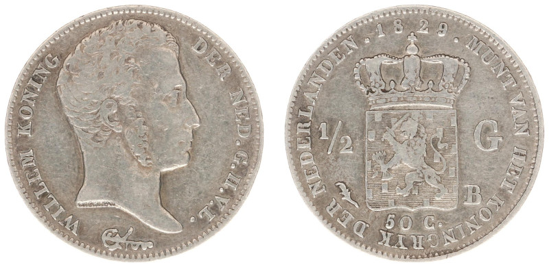 Koninkrijk NL Willem I (1815-1840) - ½ Gulden 1829 B UIT 1823 (Sch. 282) - a.VF