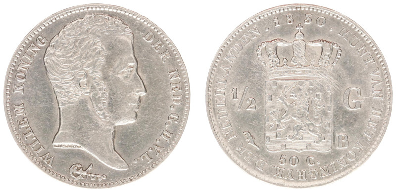 Koninkrijk NL Willem I (1815-1840) - ½ Gulden 1830 B altered date from 182_ (cf....