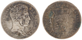 Koninkrijk NL Willem I (1815-1840) - 1 Gulden 1828 U (Sch. 265/R) - F/VF, scratches on obv.