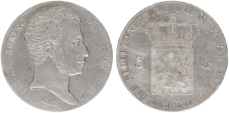 Koninkrijk NL Willem I (1815-1840) - 3 Gulden 1818 U (Sch. 240/S) - VF/XF