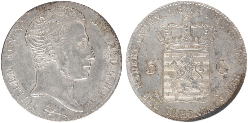 Koninkrijk NL Willem I (1815-1840) - 3 Gulden 1819 U (Sch. 241) - tiny dent in e...