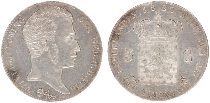 Koninkrijk NL Willem I (1815-1840) - 3 Gulden 1820 U (Sch. 242) - XF-, light scr...